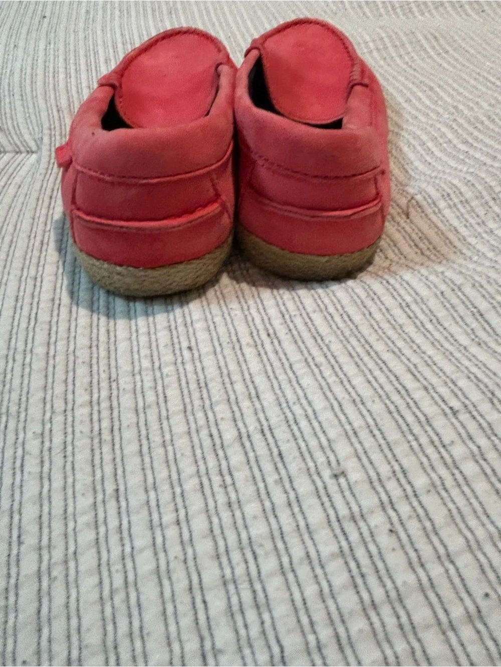 Cole Haan Ladies Coral-Red Suede Moccasin Slip-Ons